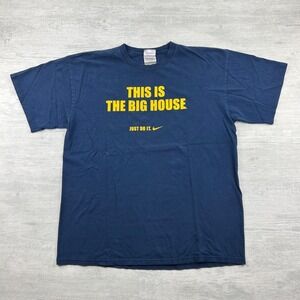 Vintage 90s Nike Michigan Football Shirt Size XL Navy Blue The Big House NCAA